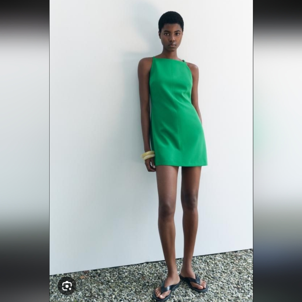 Zara ZW Collection Green Mini Dress – Chic & Minimalist